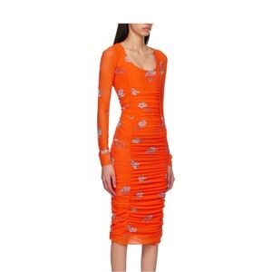 Ganni Floral Ruched Midi Dress